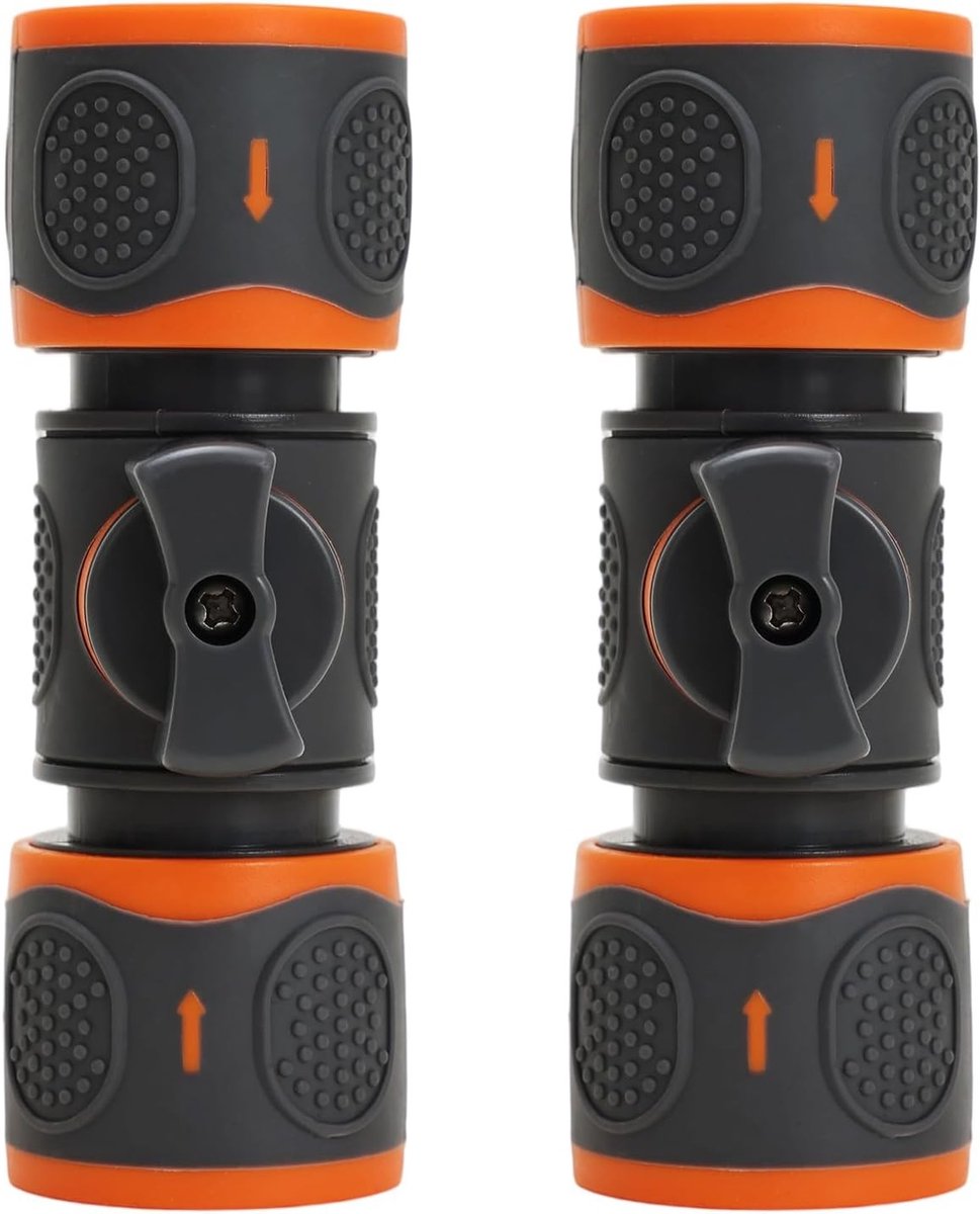 Twee Delige Tuinslang Aansluiting met Controleklep 1/2 Inch en 3/4 Inch, Afsluitkraan voor Tuinaccessoires en Tuinonderhoud