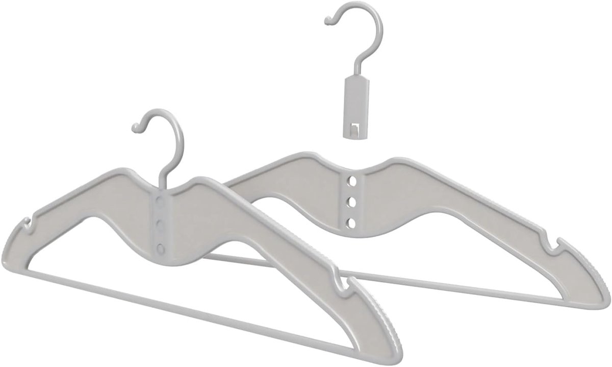 Kleerhangers, 40 stuks, met verstelbare haken, kledinghangers, made in Italy, kledinghaken, garderobestand, kastorganizer, ruimtebesparend, 40 stuks, grijs