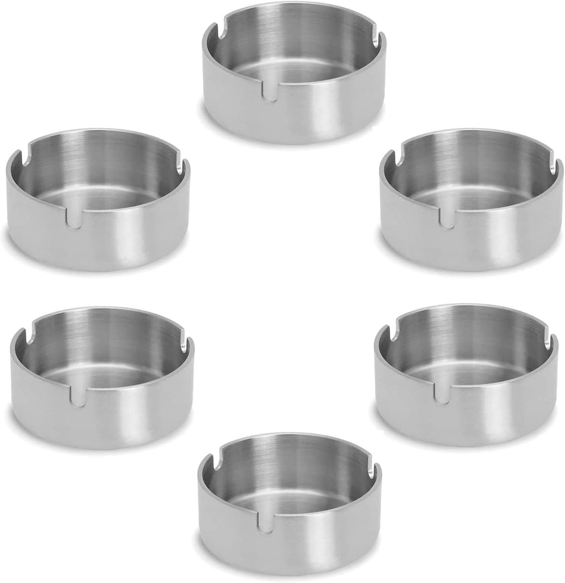 Sigarenasbak, roestvrijstalen asbak, modern tafelblad asbak, voor thuis, kantoor, hotel, restaurant, binnen en buiten, 6 stuks