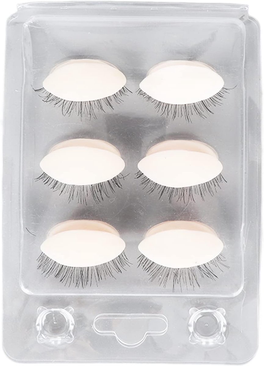 Hoofdoogleden, 3 Paar Siliconen Oogleden met Wimpers, Verwijderbare Realistische Oogleden, Mannequin Hoofdoogleden voor Wimpertraining, Oefenen, Make-up, (PINK)