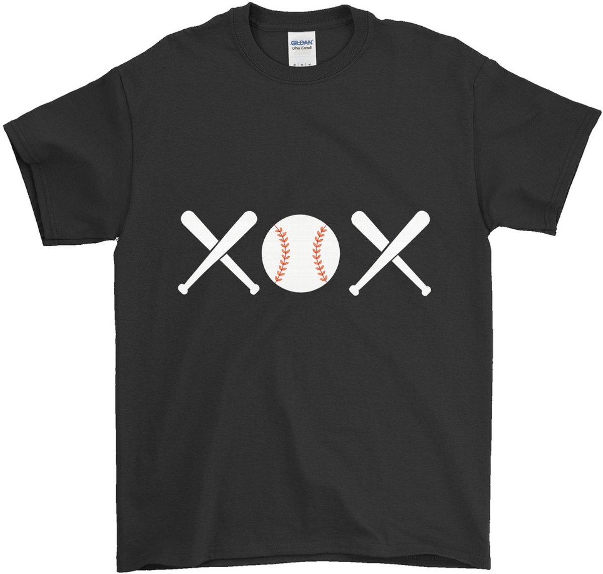 Baseball Shirt – XOXO met Honkbats en Honkballen – Sport Outfit – Unisex T-Shirt voor Dames & Heren – Leuk Cadeau voor Honkbalfans