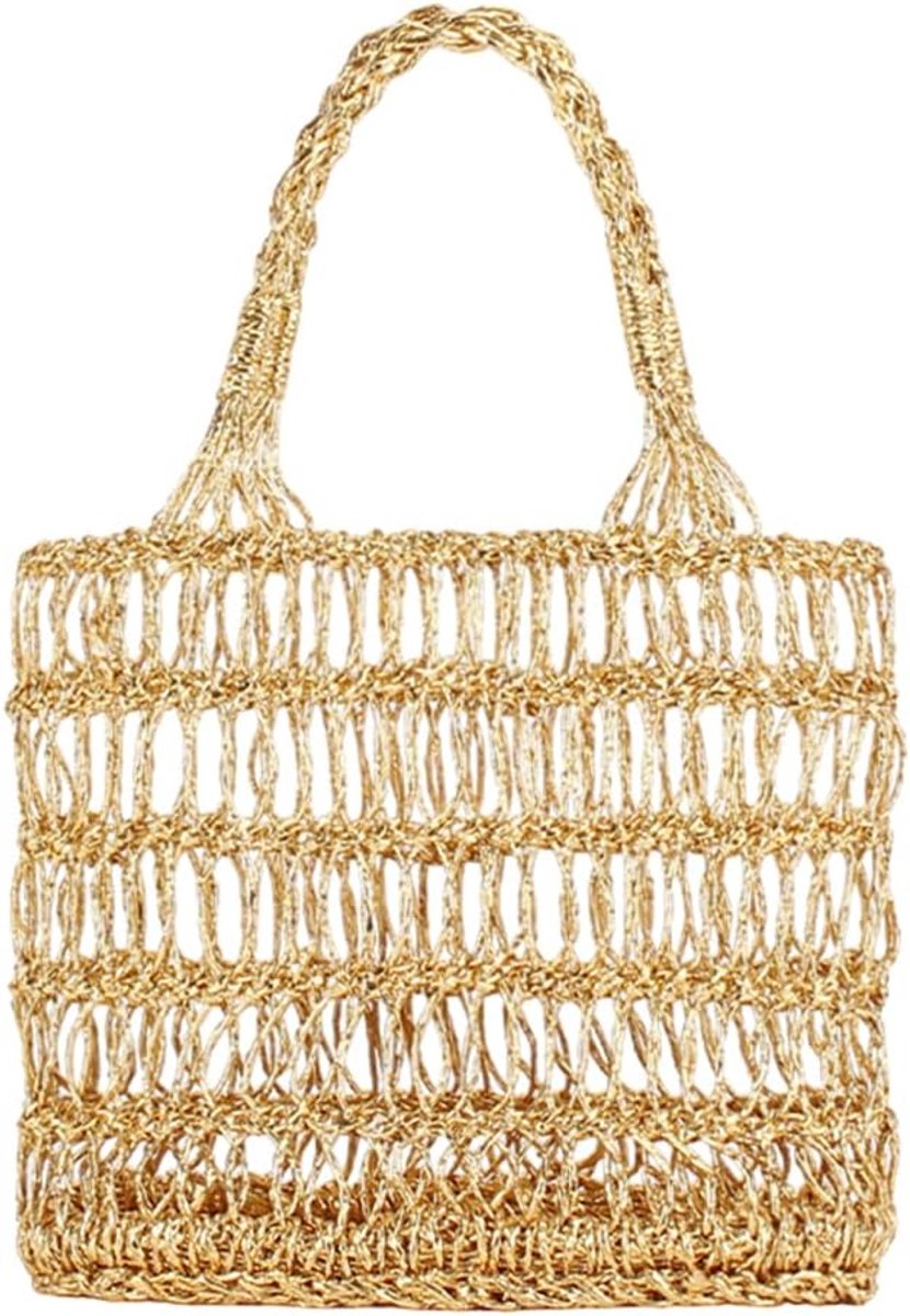 Beach Tote Bag voor dames, gouden en zilveren handtas voor strand zwembad