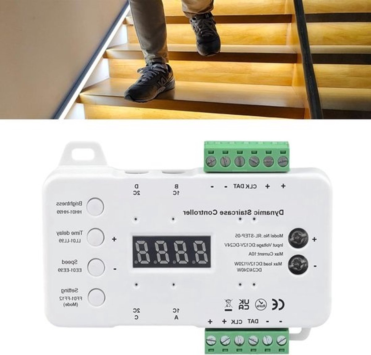 Bewegingssensor-trapverlichtingsset met led-lichtstrip voor hotels en thuis interieur - Controller B met 2 sensoren