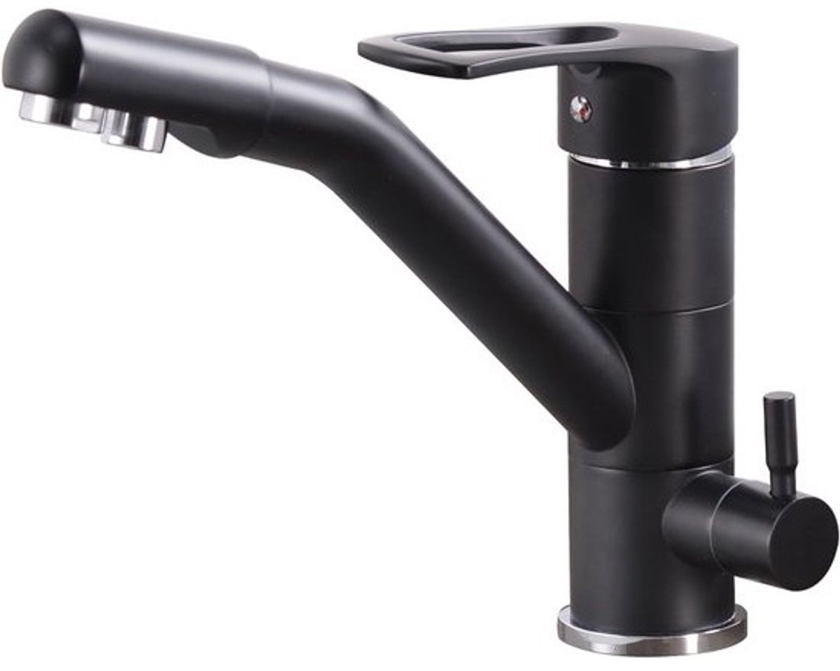 SnelShoppen - 3-Way Keuken Kranen - 360° Draaiende Keuken Faucet - Flexibele Spout - G3/8 Inch - Triple Aansluiting - Waterfilter - Zwart