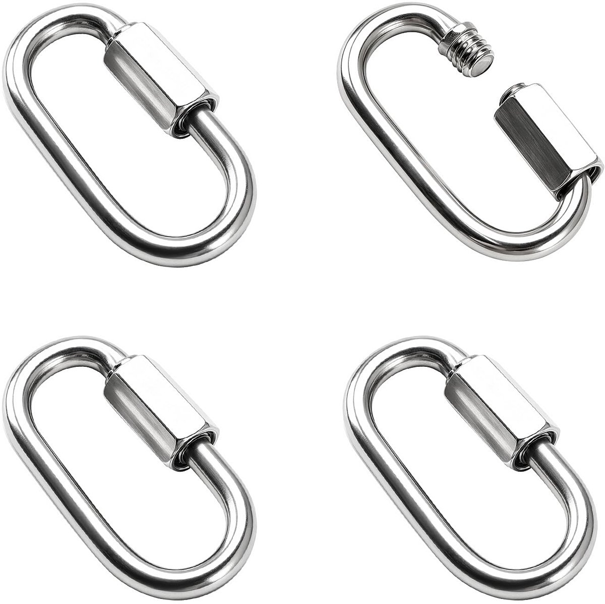 D Vorm Vergrendeling Karabijnhaak 4 Stuks - Roestvrij Staal - Schroefkarabijnhaak - Ideaal voor Outdoor Kamperen - ShopVlot