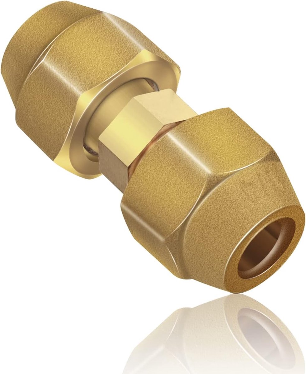Nippel voor koperen buizen, 1/4 koperen buisverbinder, geen lassen nodig, 10,8 mm schroefdraad dubbele moer, voor AD 6,35-6 mm koperen buis