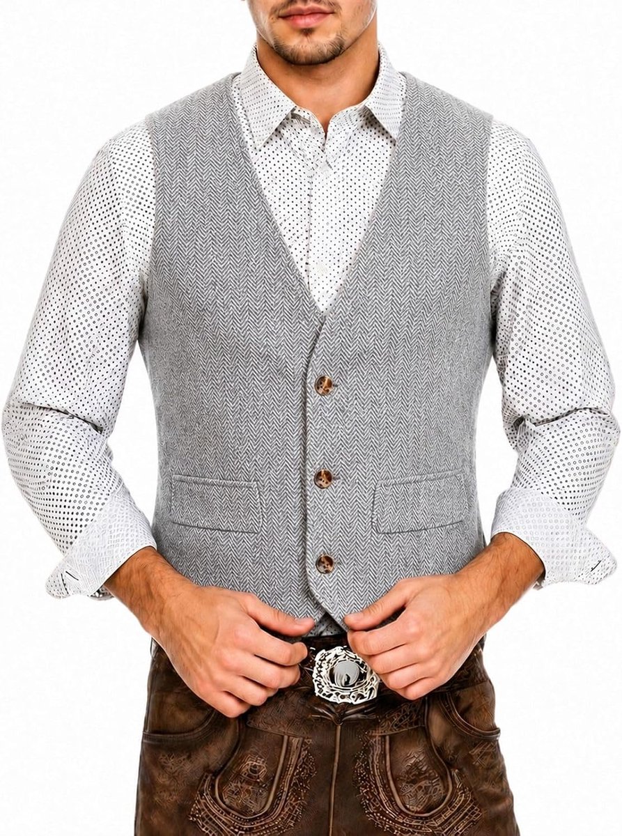 Elegant vest in Oktoberfest-stijl met visgraatpatroon voor formele en informele gelegenheden