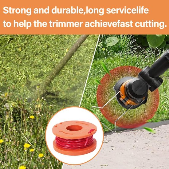 Spoelen + 1 spoeldoppen, Ø 1,65 mm, 3 m, compatibel met WORX 20 V Grass Trimmers WG180 /WG163/WG175, reservespoel — afbeelding 4