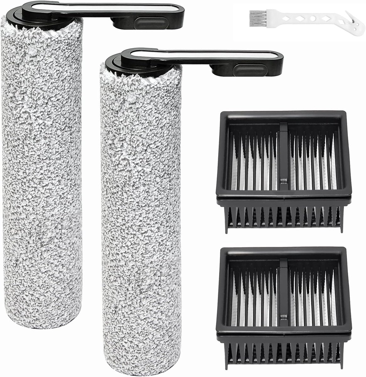 Reserveonderdelen rolborstel voor Tineco iFloor Y2 accessoires nat- en droogzuiger, 2 borstelrollen + 2 reservefilters + 1 reinigingsborstel