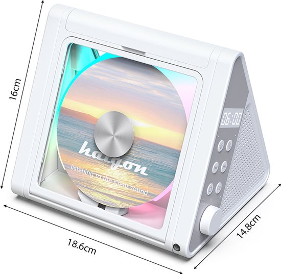 CD-speler - Bluetooth-luidspreker - Leer-cd-speler - Multifunctionele luidspreker - Ingebouwde luidspreker - Geschikt voor thuis en op het bureau - Draagbaar - TYPE-C - 12W - 5V - Bluetooth 5.3 - Wit — afbeelding 3
