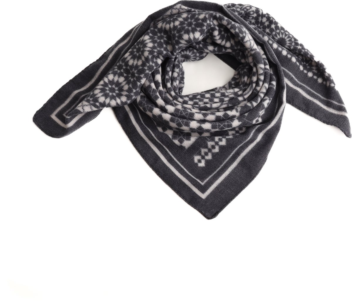 June Bandana Dames – 4 Gemixte Prints – Zwart Ecru – Zacht Als Cashmere – 70x70 cm