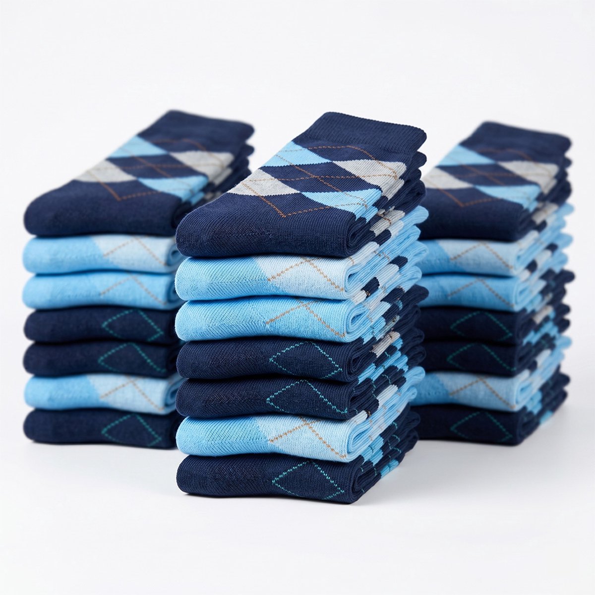 24 Paar - Gianvaglia - Herensokken - Blauw - Argyle Print - Katoen