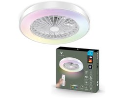 Varin® Smart Ventilator met verlichting - Wit - Tuya Wifi - LED 30W RGBW - Ø 50cm - Super stil - Afstandsbediening smart lamp - Plafondlamp slaapkamer - Plafonniere woonkamer - Plafondlampen - Plafond lamp - Verlichting kinderkamer - Ventilator