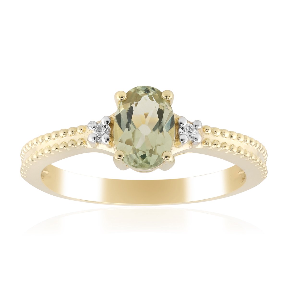 Cavill - 375 Geelgouden Ring met 0,748ct Kleurwissel Diaspoor & 0,037ct Groene Zirkonia - Ovaal Slijpsel - Elegante Luxe Ring Dames