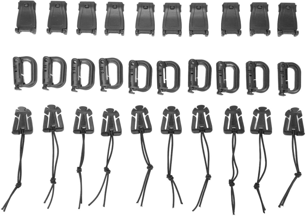 Rugzakriem Clips Set – 30 Stuks – 3 Soorten – Voor Bandbeheer – Outdoor