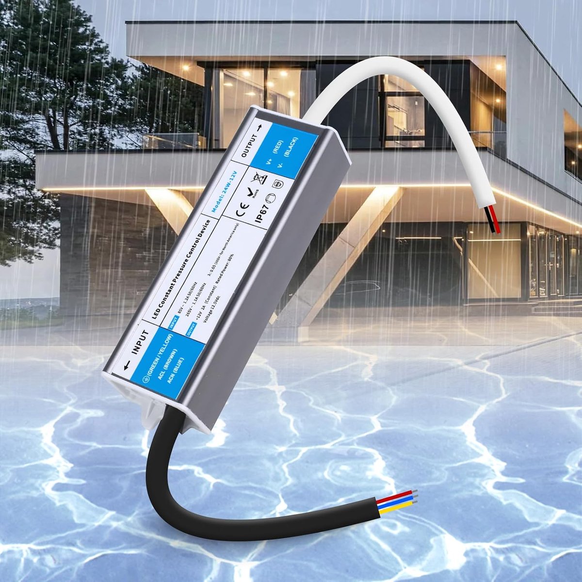 Driver 220V Naar 12V 24W Voeding Waterdicht Buitengebruik