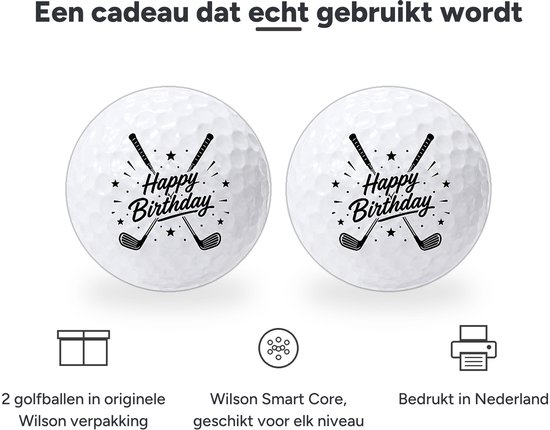 Golfballen Happy Birthday - Verjaardag Golf Cadeau - 2 stuks - Wilson - Golfbal met Opdruk — afbeelding 3