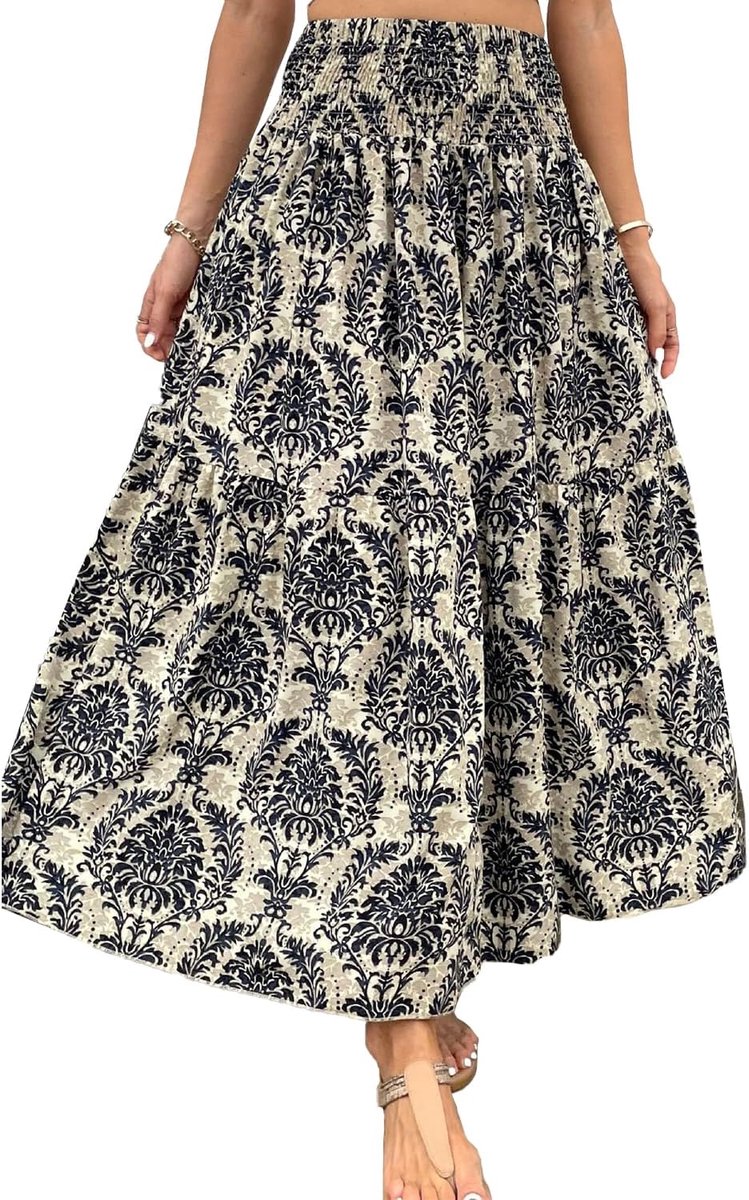 damesrok, Boheemse bloemenprint, 2-in-1 strandjurk, casual, zomer, elegant, elastische rok