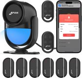 CPVAN WiFi alarmsysteem voor huis - met PIR bewegingsmelder - Draadloos doe het zelf smart alarmsysteem - met 6 deur raamsensoren voor veiligheid - Lokaal alarm en app melding - Model: CP2W+2RC+6D01 - Zwart