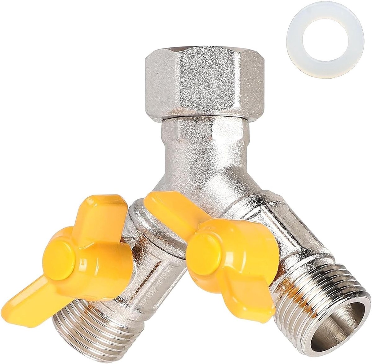3-Weg Y-Adapter Ventiel 1/2 Inch voor Douche, Wasmachine en Tuinslang - Multifunctionele Manifold Valve (7x8.5cm)