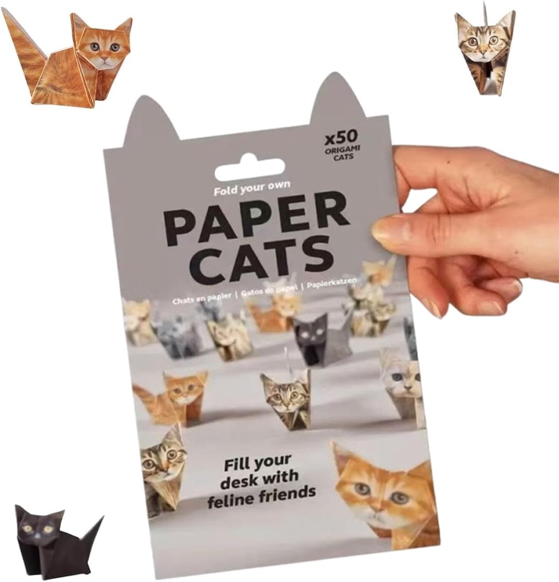 Origami Kat Papercraft Set - 50 Vellen 3D Papieren Katten, Eenvoudige Handleiding, Creatieve DIY Set voor Kinderen en Volwassenen, Perfect Cadeau voor Kattenliefhebbers