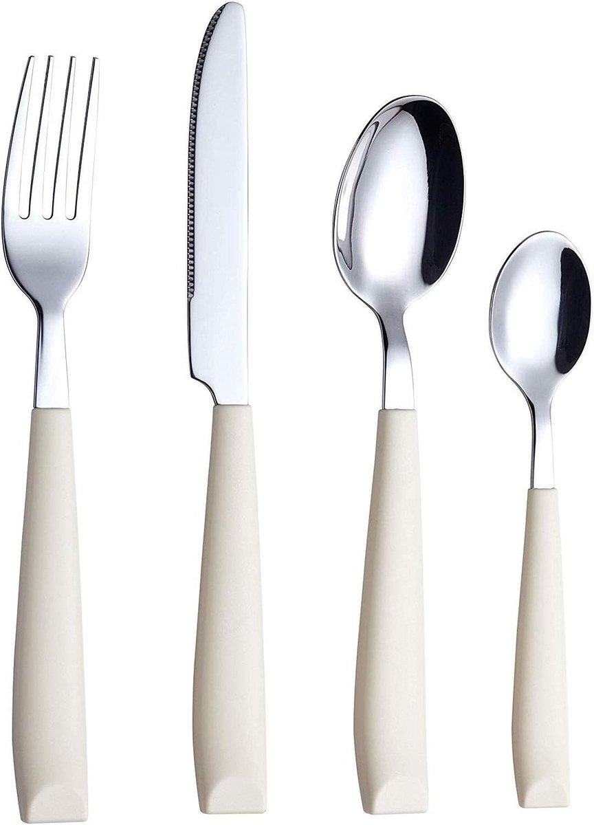 Gouden bestekset - Crème - 16-delig - Roestvrij Staal met Brede Handgrepen - Voor 4 Personen