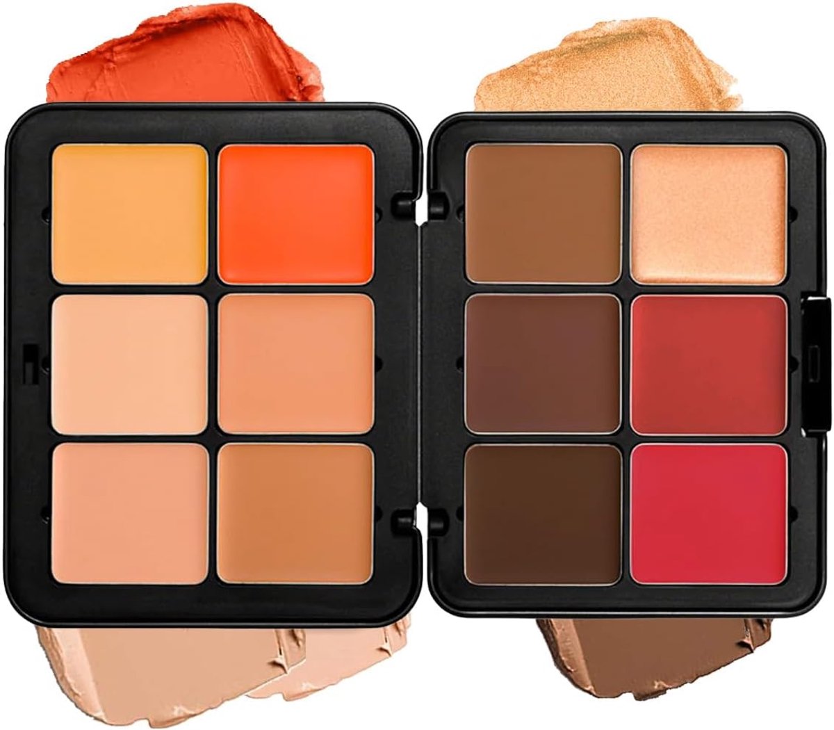12 kleuren concealer en rouge palet met 12 kleuren, langhoudend, veegvast, 2-in-1 crème, mat, make-uppalet voor gezicht (#03)