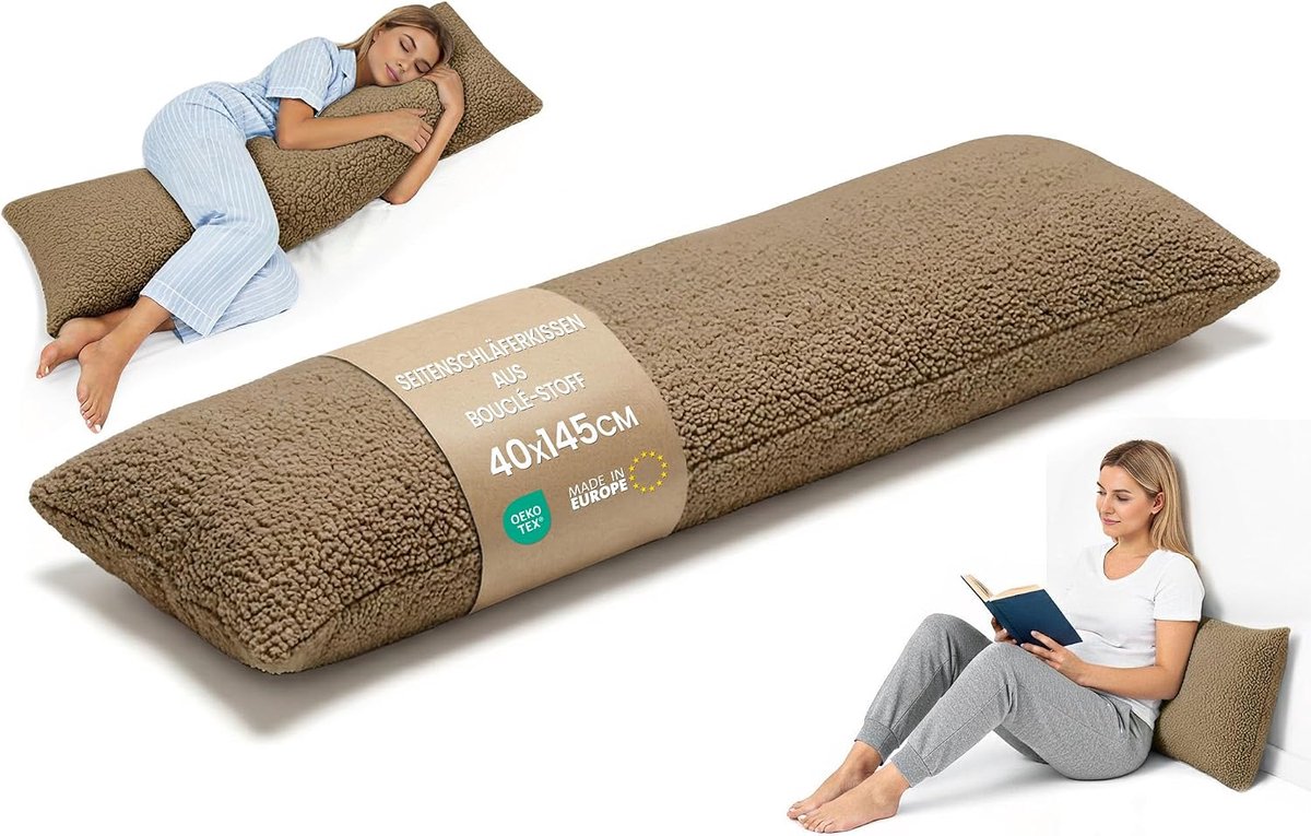 Zwangerschapskussen En Voedings Bouclé 145cm Lang En Comfortabel Kussen Voor Ondersteuning En Ontspanning Ideaal Voor Slapen En Borstvoeding Oeko-Tex certificaat