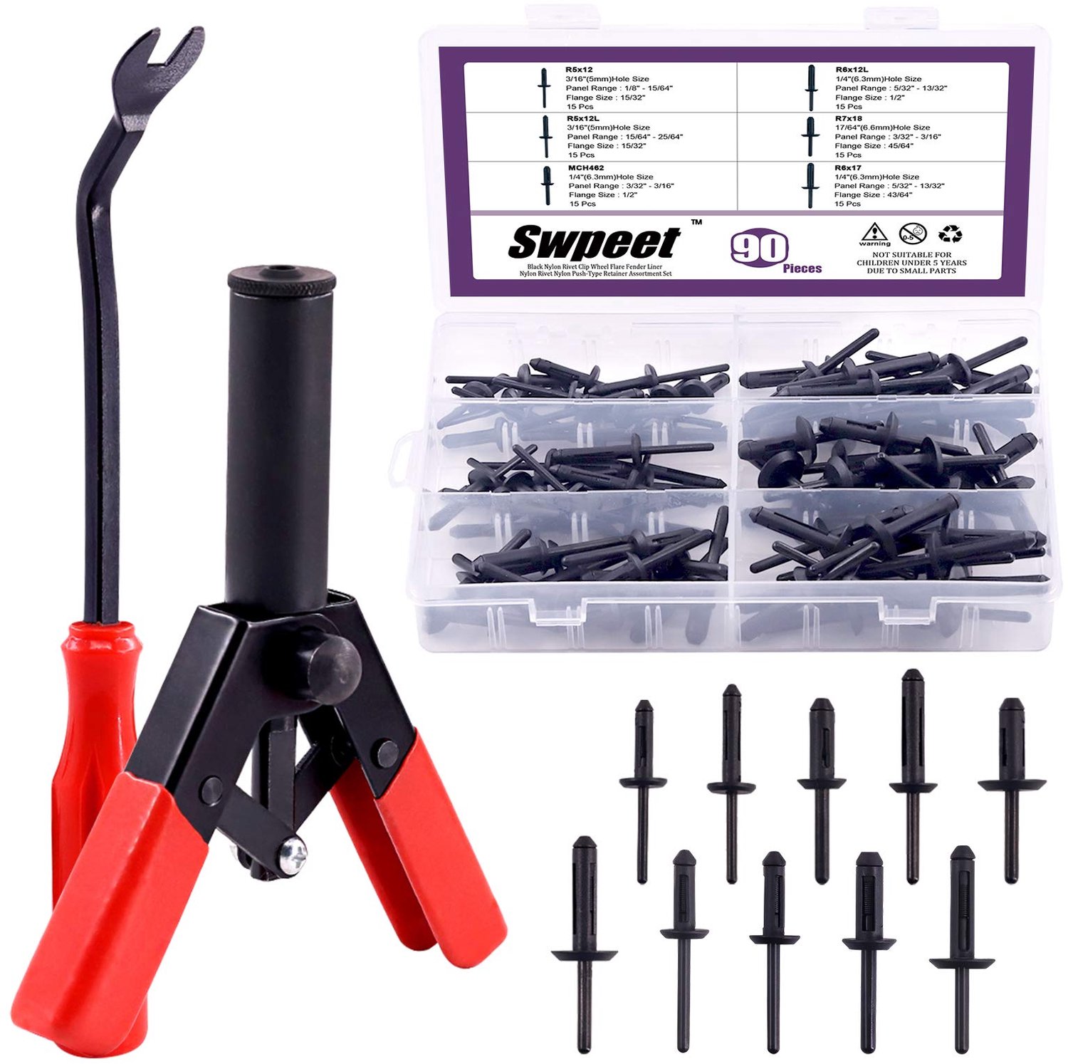 131-delige Poly Rivet Gun Set met Verwijder Tool