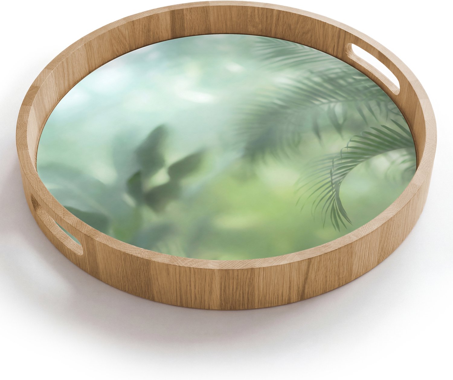 Dienblad rond 40x40 cm - Schootdienblad hout - Natuur - Vervaagd - Groen - Abstract - Modern - Borrelplank rechthoek - Plateau houten dienbladen