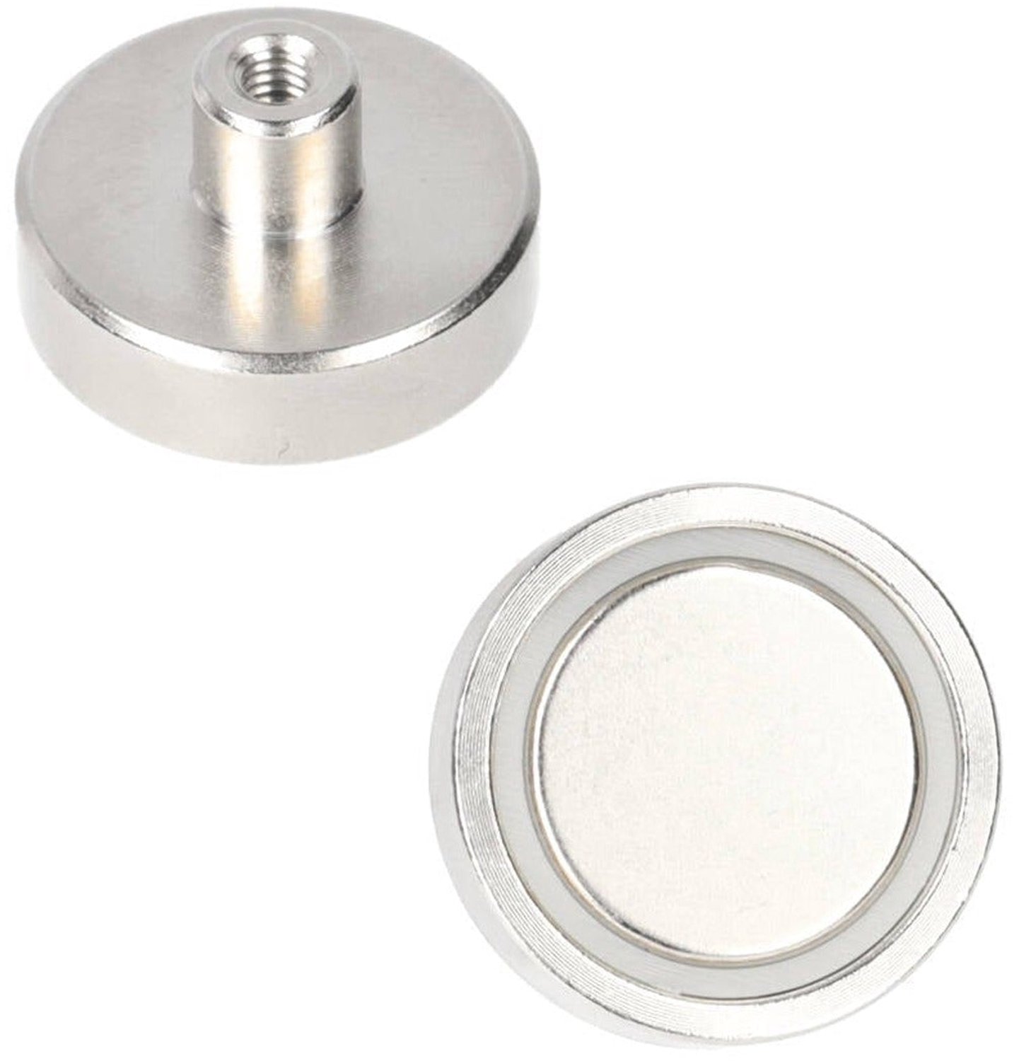 Neodymium Potmagneet Ø25 x 7 mm N40 NiCuNi draadbus M4 – 4 stuks