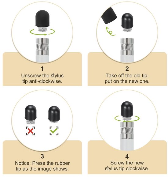 40 Stuks Capacitive Stylus Nibs - Zwarte Siliconen Tips voor Touchscreen — afbeelding 3