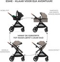 Esme kinderwagen in beige: reiswieg, autostoeltje en wandelwagen inzetbaar van geboorte tot 4 jaar.