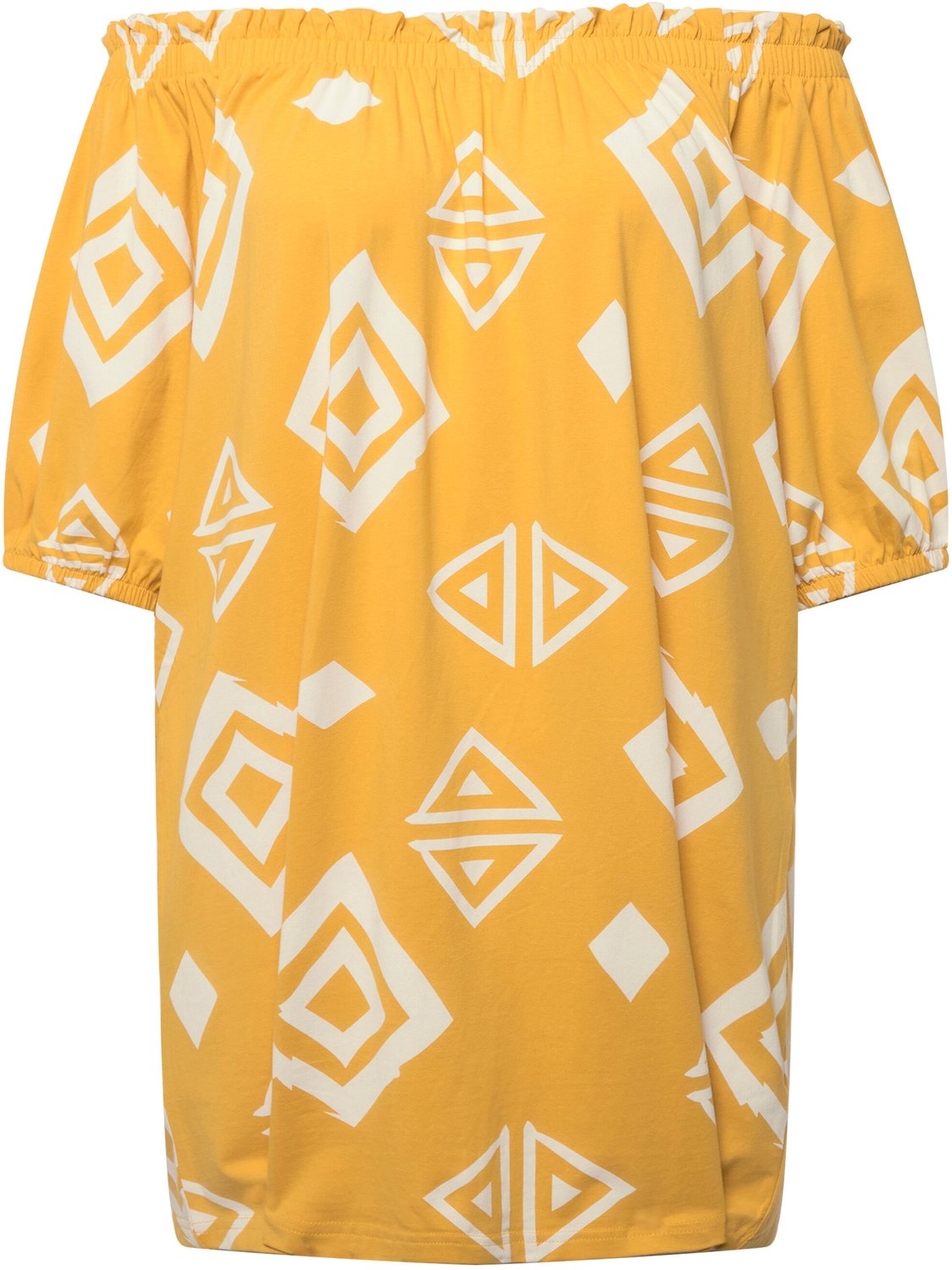 Ulla Popken - Dames - T-shirt Carmen-halslijn halve mouwen biologisch katoen - Zand - Maat 42+