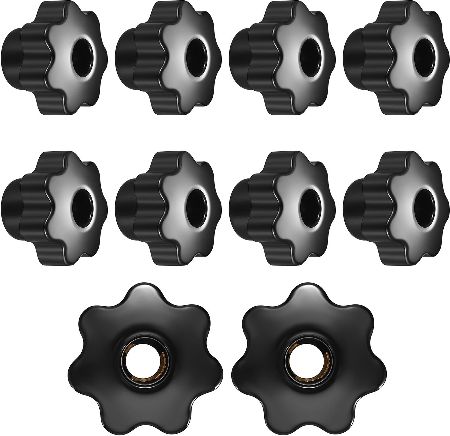 Stergreepmoeren 10 stuks - M8 Binnendraad Klemknop - Stervormige Handknop - Bakeliet - Zwart - Kopdiameter 40 mm