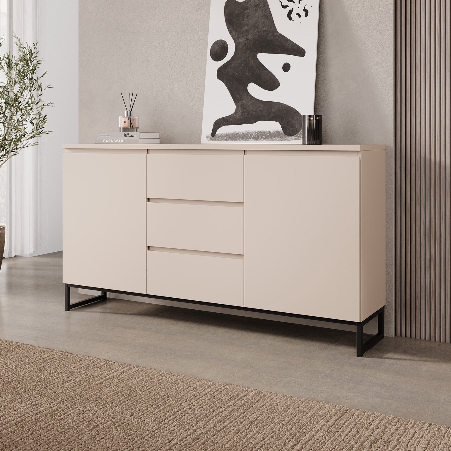 MEUBELLA Bandariba - Dressoir - Beige - 150x35x82 cm