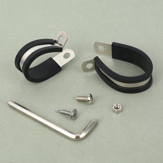136 stuks bevestigingsklemmen voor buizen, klemmen van roestvrij staal, P-klemmen van rubber, 6 mm, 8 mm, 10 mm, 13 mm, 16 mm, 19 mm, 25 mm, 32 mm, 38 mm, 45 mm — afbeelding 4