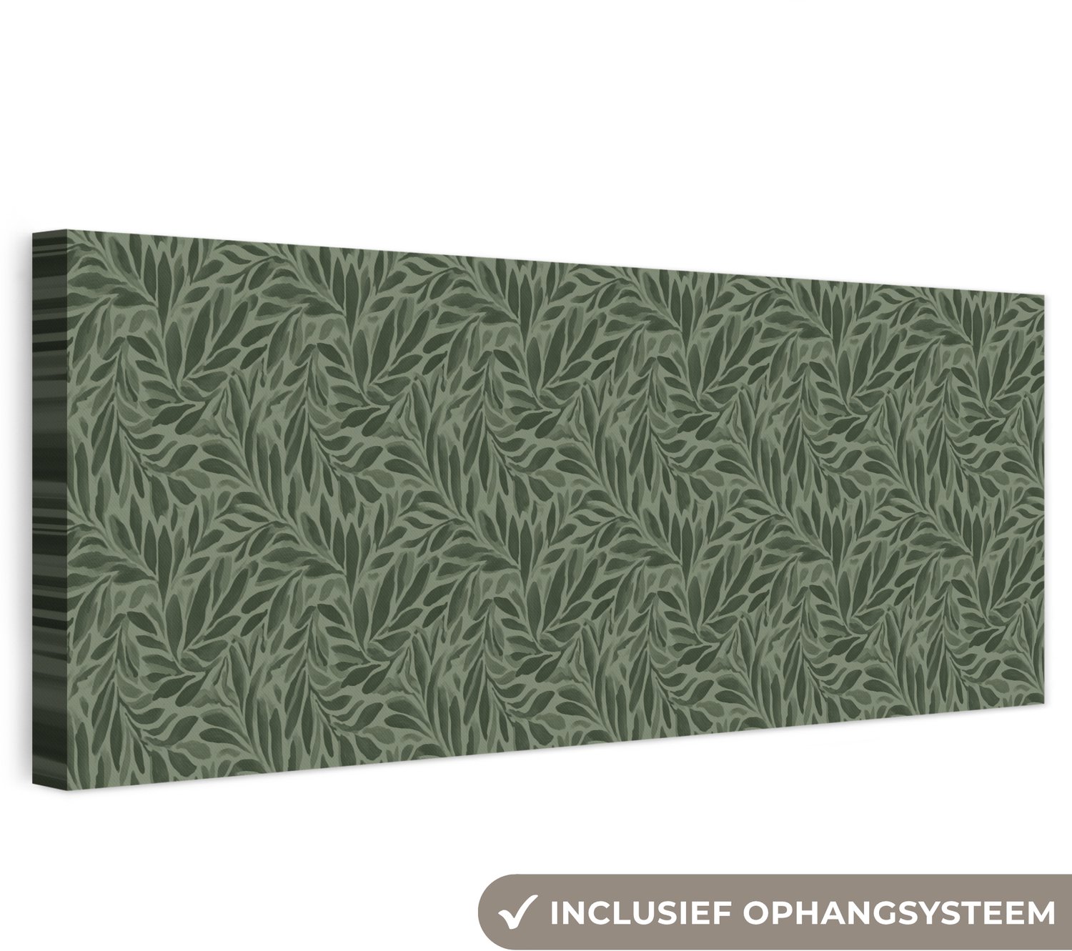 Canvas schilderij 60x20 cm - Exclusieve wanddecoratie Bladeren - Organisch - Groen - Muurdecoratie woonkamer - Slaapkamer decoratie - Kamer accessoires - Schilderijen op canvas
