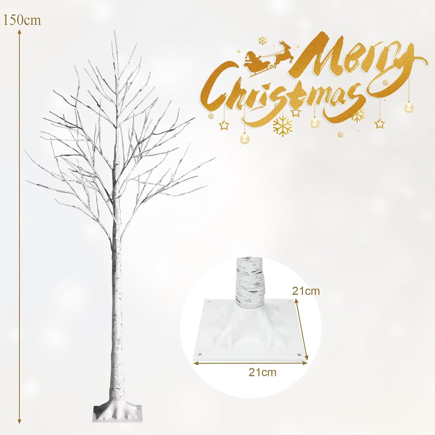 KOMFOTTEU 150 cm led-boom voor binnen - lichtboom voor Kerstmis - met 72 warmwitte ledverlichting - kunstkerstboom kerstdecoratie voor thuis, feest en verjaardag – foto 4