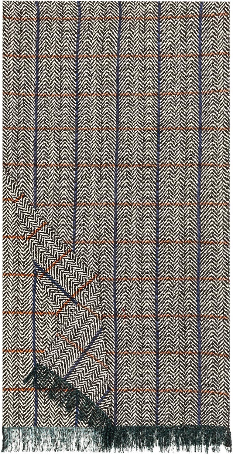 Roeckl Heren Sjaal - 100% Wol, Ruitpatroon, Zwart Multi