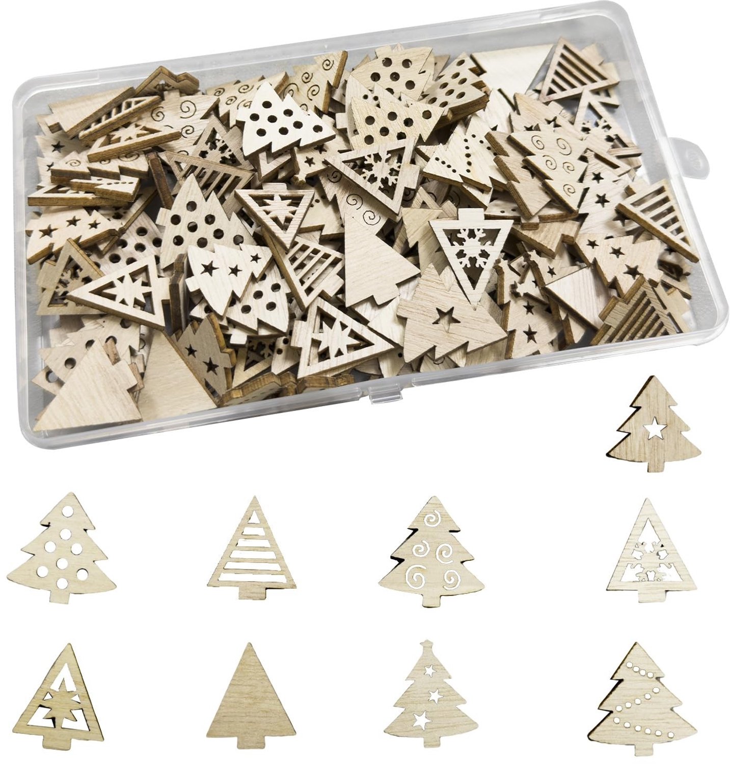100 Stuks Houten Kerstdecoratie voor DIY Projecten