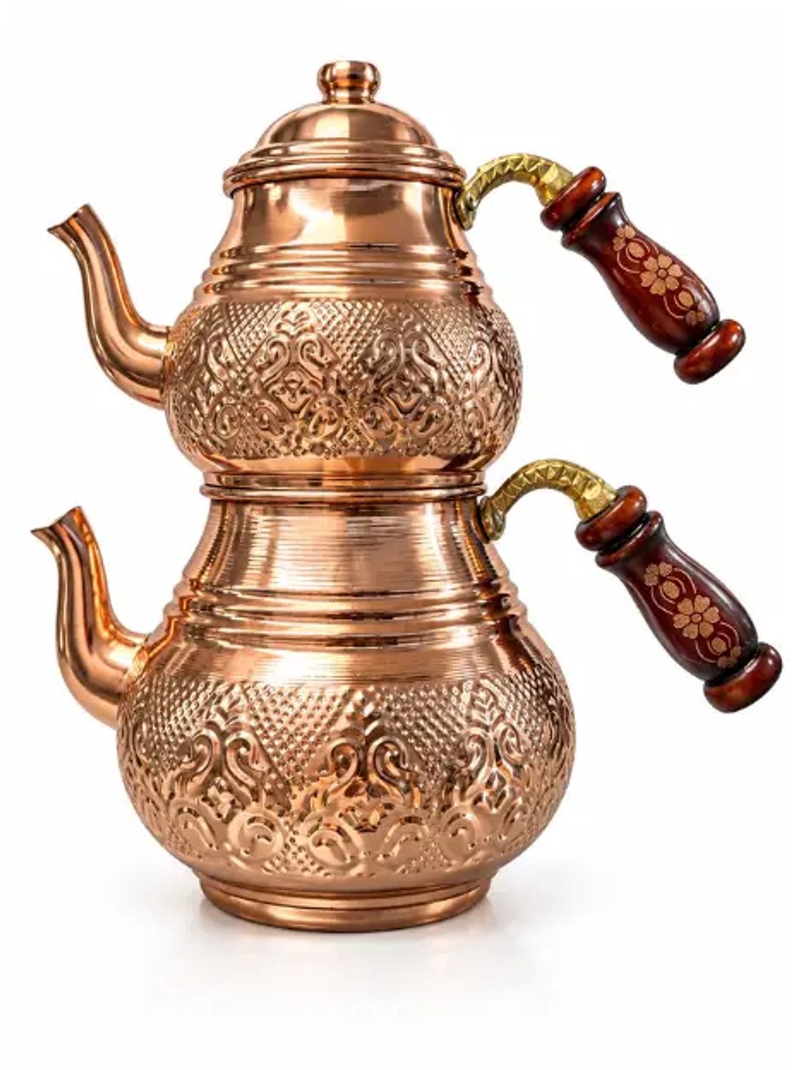 Theepotset - 1,2 l + 2 l - Koper - handgemaakt