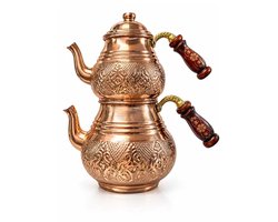 Theepotset - 1,2 l + 2 l - Koper - handgemaakt
