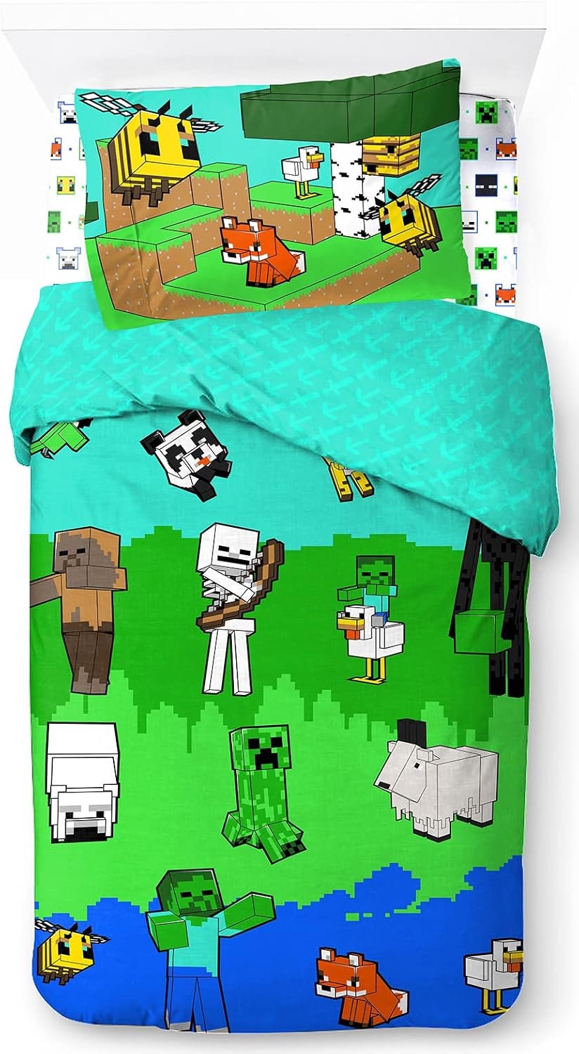 Minecraft Beddengoed Set 3-Delig Katoen 135x200 cm