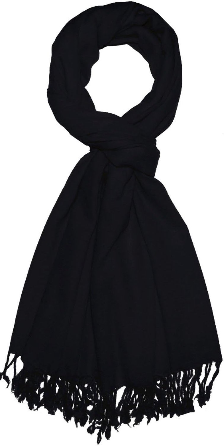 Luxe Heren Sjaal - 50% Cashmere, 50% Wol - Effen Zwart