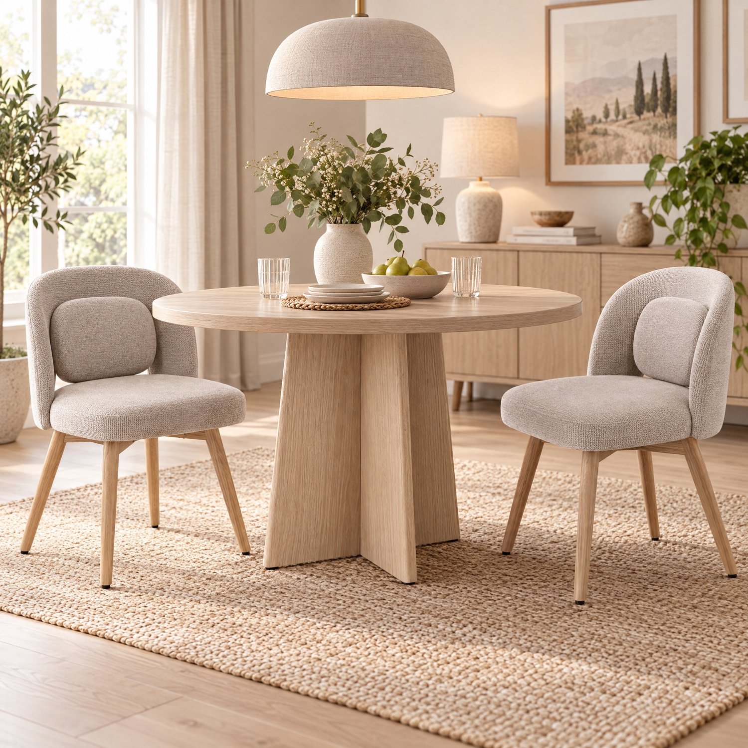 Clruro Eetkamerstoelen - Set van 2 - 360° Draaibaar - Gestoffeerd - Fluweel/Massief Hout - Beige