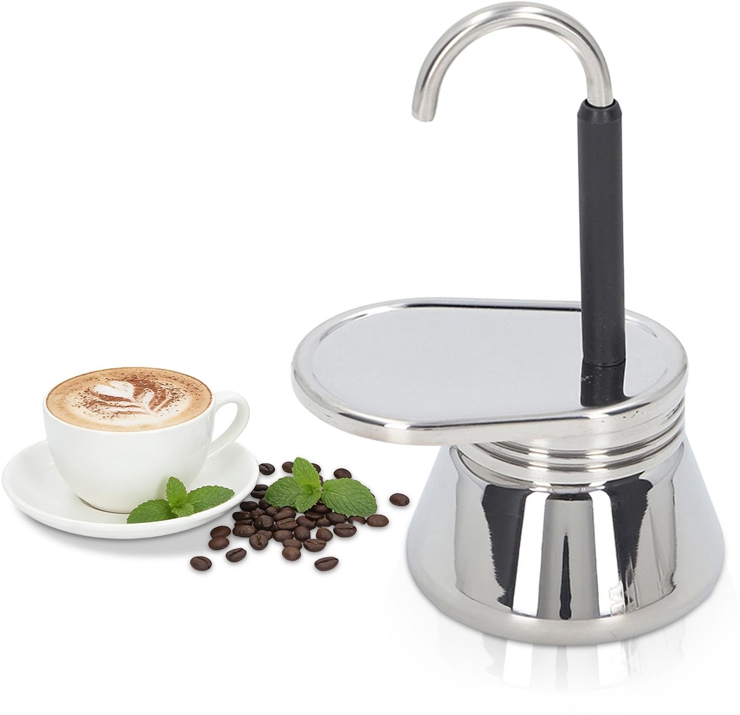Mokkapot Roestvrij Staal - Koffiezetapparaat Draagbaar - Italiaanse Stijl - Mini Koffiezetapparaat - 15,5x9,5cm - Lichtgewicht 268g