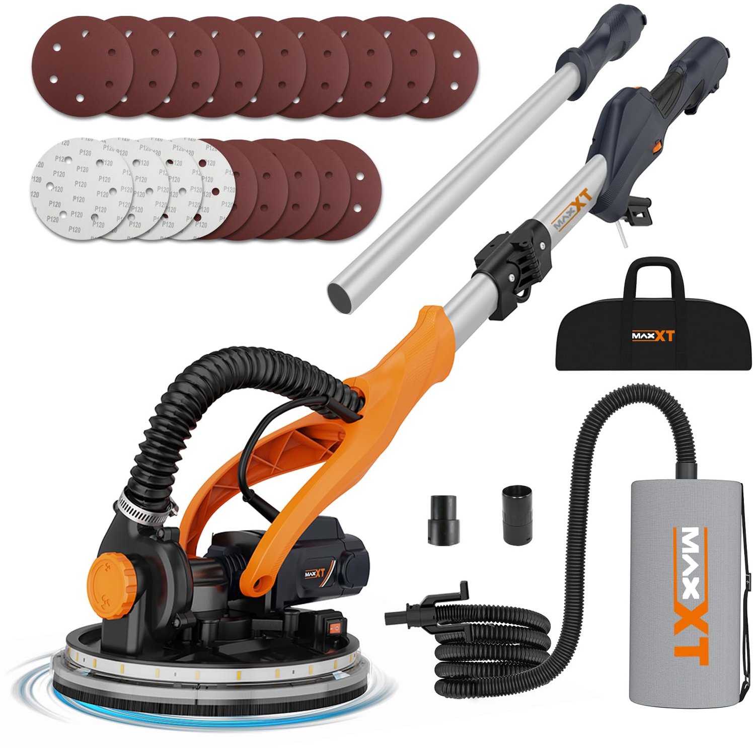 Elektrische Gipsplaatschuurmachine Verlengd - 820 W Vermogen - 225 mm Schuurschijf - 230 Volt Snoer - Voor Wanden En Plafonds