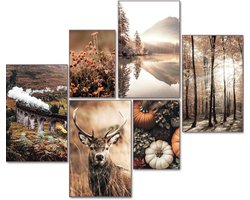 Herfst Bos Poster Set - 6 Stuks Muurdecoratie A3/A4