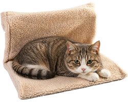 Kat Bed Heater - L-vormig met pluche bekleding - Warm en comfortabel - Ideaal voor koude dagen - Vemera